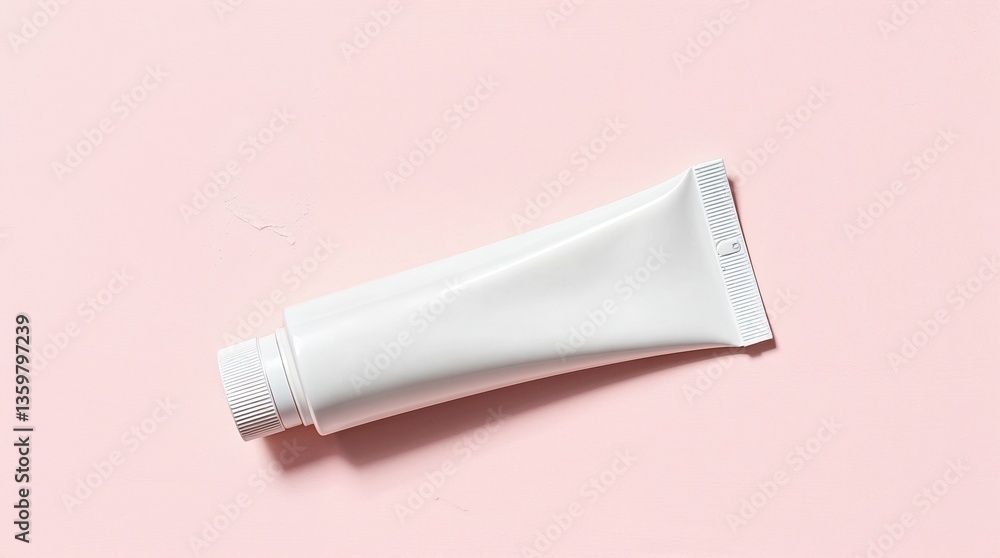 Close-up of blank white tube mockup lying down, 3d rendering. Cream packaging design mockup with space for text. Close-up of blank white tube mockup lying down, 3d rendering. Cream packaging design mockup with space for text.