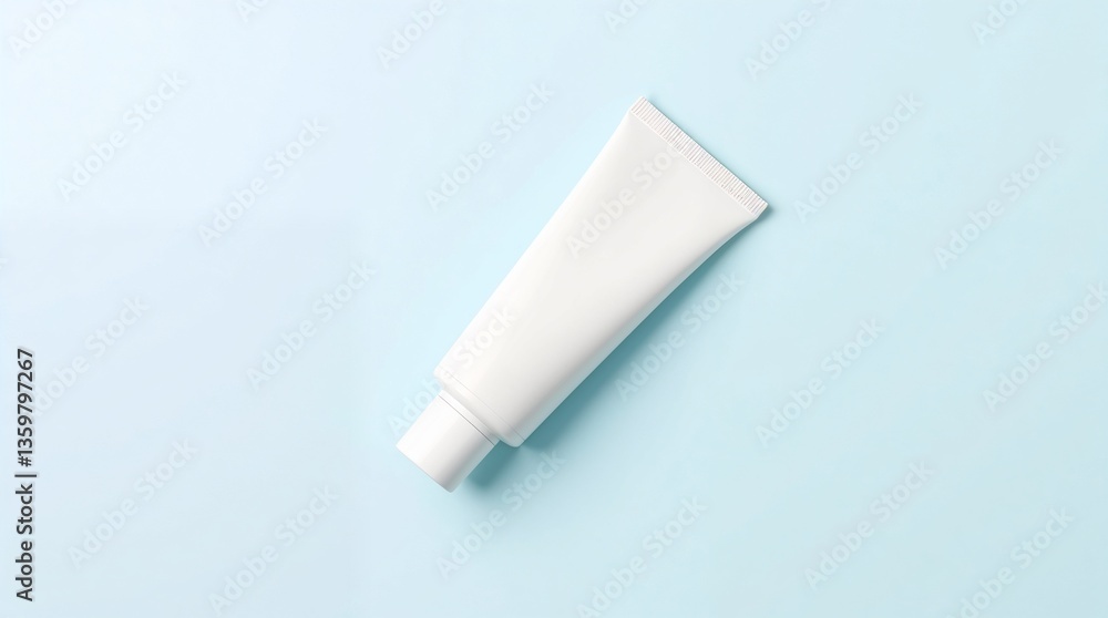 3d rendering of empty white tube mockup lying down. Cream packaging design mockup. 3d rendering of empty white tube mockup lying down. Cream packaging design mockup.