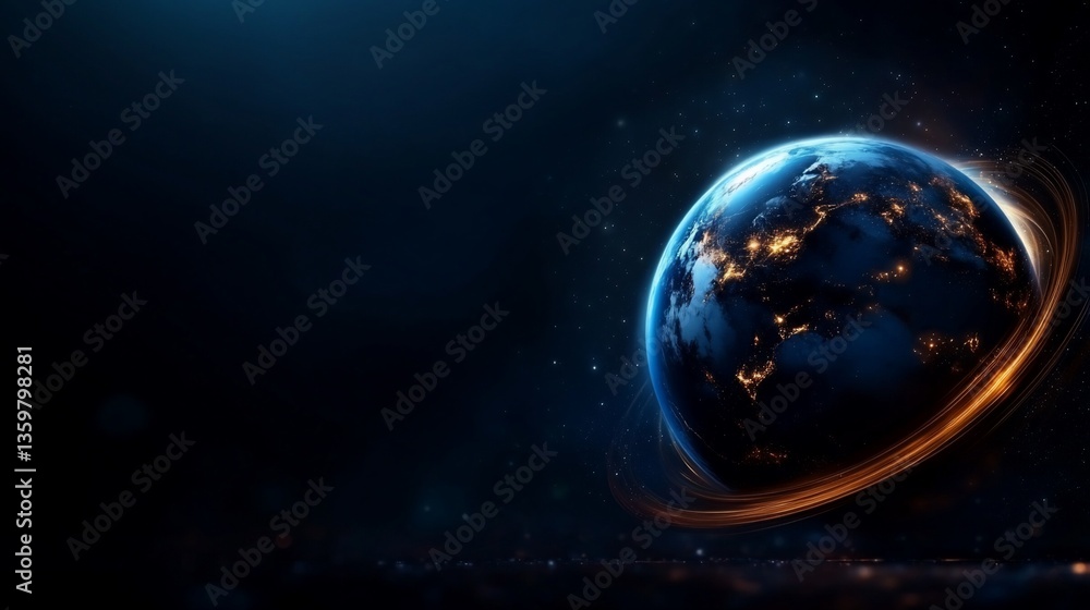 Fototapeta premium Spectacular earth visual illuminated with the lights of civilization