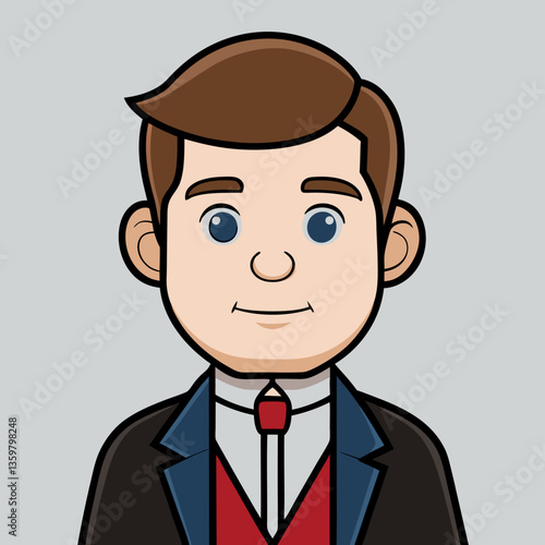 Smiling Gentleman Portrait: A cheerful cartoon portrait of a sophisticated gentleman, showcasing his polished demeanor.