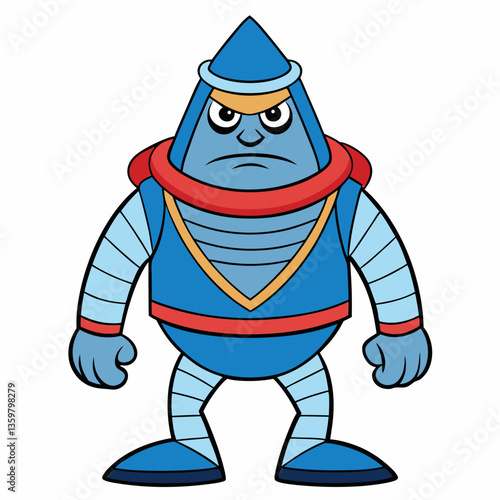 Blue Alien Character: A cartoonish illustration of an intimidating blue alien, with an stern expression and a distinctive, futuristic design, poised to take on all challengers.