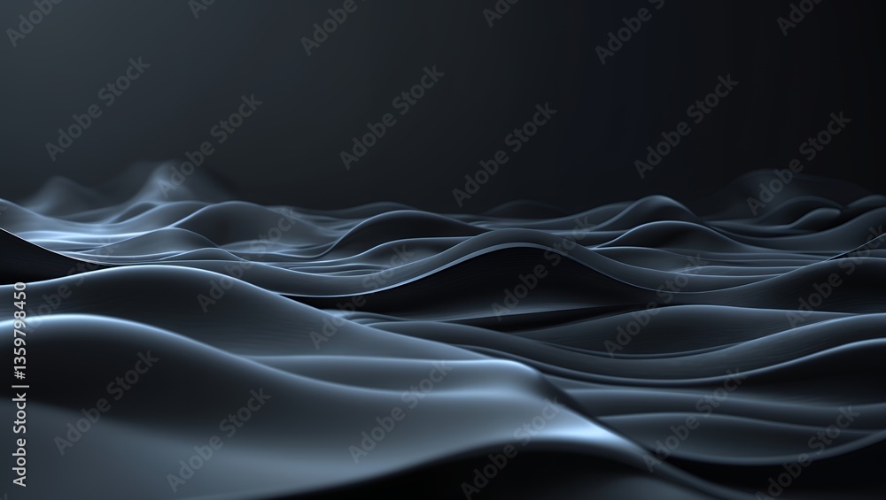 Fototapeta premium Abstract Dark waves surface with undulating, flowing formations
