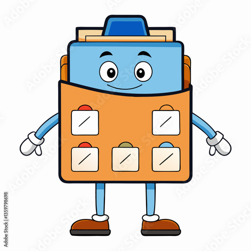 Cartoon Folder Character: A cheerful cartoon folder character stands confidently, exuding a friendly, approachable vibe. Embodying the essence of organized information.