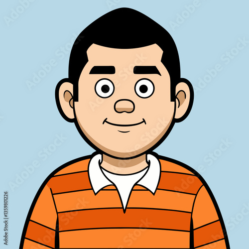 Smiling Young Man: A simple cartoon illustration of a young man with a friendly, inviting expression, rendered in a clean and approachable art style.