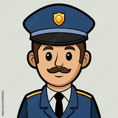 Friendly Officer: A welcoming depiction of a law enforcement officer, exuding approachability with a warm smile and professional attire.
