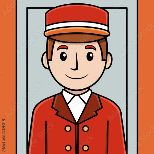 Bellboy at the hotel: A friendly hotel bellboy, impeccably dressed in a smart uniform and cap, stands ready to provide exceptional service, conveying a sense of helpfulness.