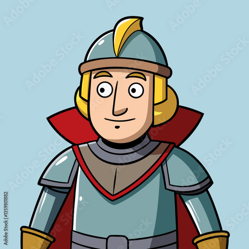 Brave Knight's Portrait: A valiant knight, adorned in polished armor and a noble helm, stands ready, his unwavering gaze a testament to courage and honor.
