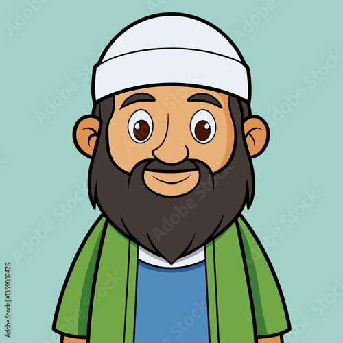 Islamic Sage: A wise man in a kufi and serene expression, symbolic of Islamic culture and deep spiritual insight, radiates peace.