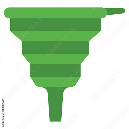 Silicone collapsible foldable funnel household vector cartoon illustration isolated on a white background.