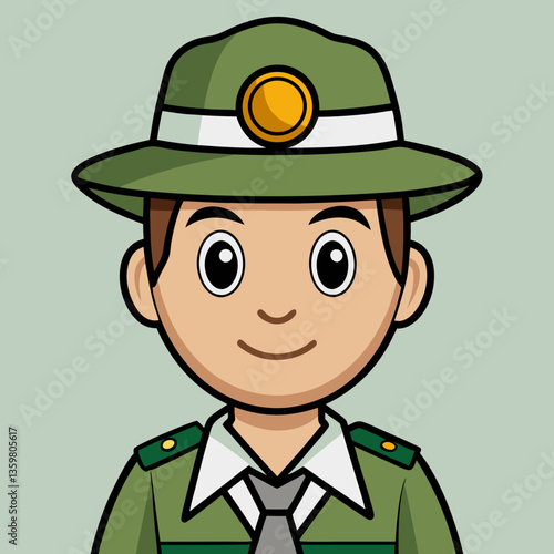 Friendly Ranger: A cheerful park ranger, stands proudly, representing the spirit of nature conservation and outdoor adventure.