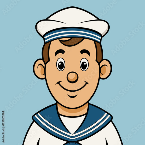 Young Sailor: A young sailor, the embodiment of maritime charm, radiates warmth and friendliness. This vector illustration is a visual symphony of maritime culture and innocent spirit.