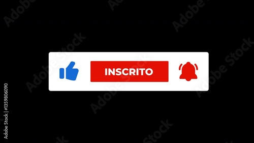 Subscribe like and bell click animation Portuguese.  Inscreva-se no Canal. Alpha Channel