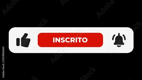 Subscribe like and bell click animation Portuguese.  Inscreva-se no Canal. Alpha Channel