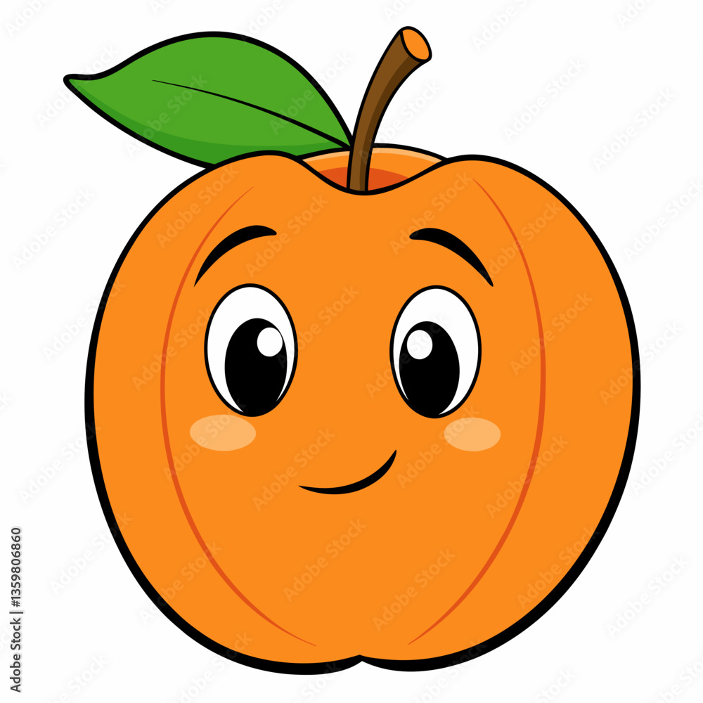 Obraz premium Smiling Peach: A cheerful illustration of a peach with a friendly face, embodying the joy of fresh and wholesome fruit.