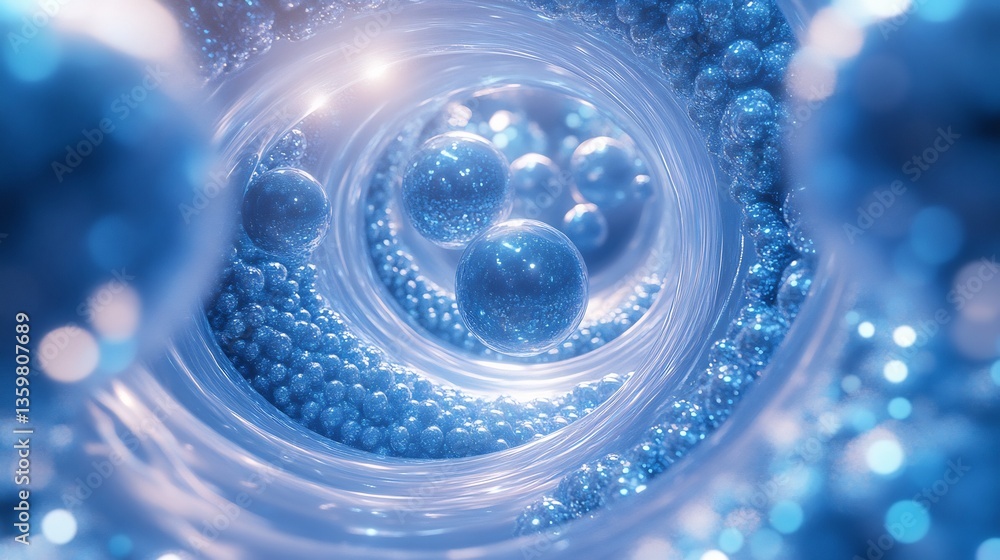 Abstract swirling blue spheres radiate soft light. AI Generated Abstract swirling blue spheres radiate soft light. AI Generated