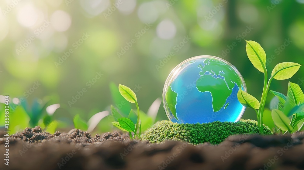 A globe surrounded by green plants symbolizes environmental awareness and sustainability, highlighting the connection between nature and our planet. A globe surrounded by green plants symbolizes environmental awareness and sustainability, highlighting the connection between nature and our planet.