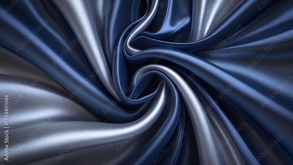 Swirling fabric elegant blue and silver satin spiral texture background Swirling fabric elegant blue and silver satin spiral texture background