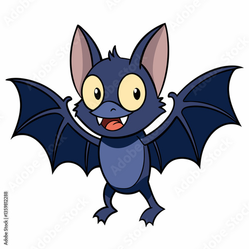 Whimsical Cartoon Bat: A cheerful cartoon bat with large eyes and open wings, spreading joy and lightheartedness.