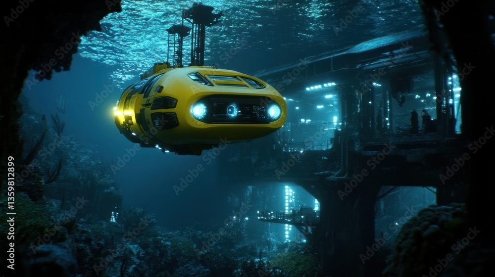 Obraz premium Submarine Exploration in the Deep