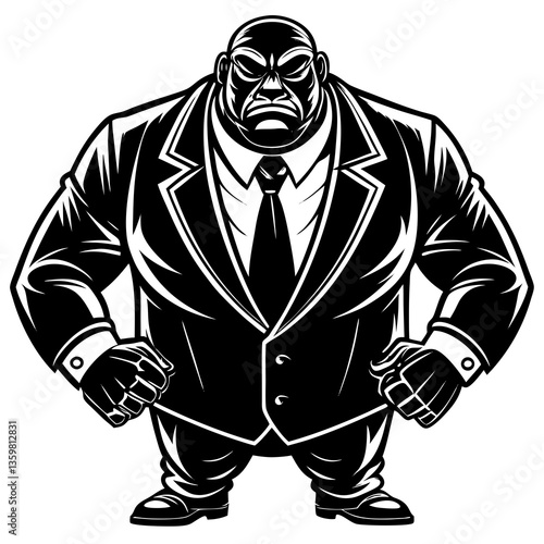 The Guardian: Bold illustration of a formidable figure exudes authority and unwavering resolve. This imposing character, ready to protect, commands respect with presence and stance.