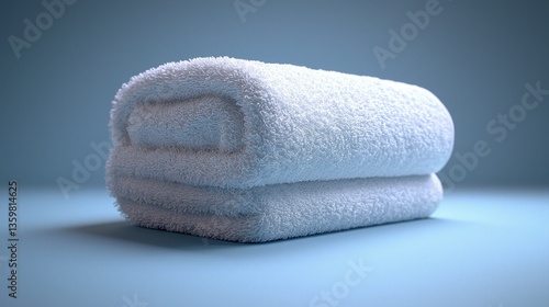 Rolled white towels, studio backdrop, soft, clean