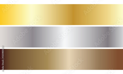 Collection of bright colorful metallic textures Shiny polished metal banners