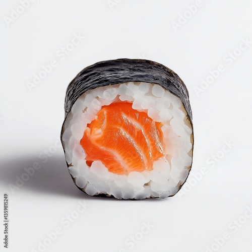 Maki sushi with salmon on a white background