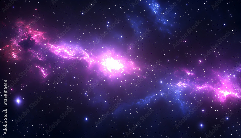 Vibrant cosmic nebula with swirling pink and blue gases, set against a star-filled galaxy backdrop Vibrant cosmic nebula with swirling pink and blue gases, set against a star-filled galaxy backdrop