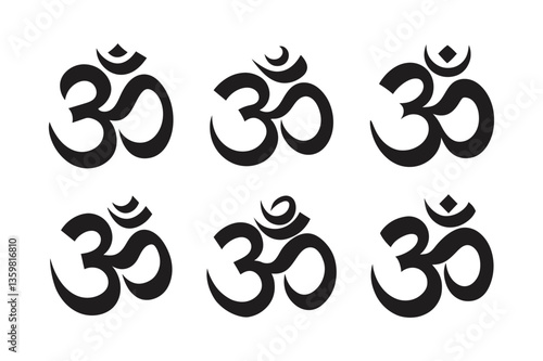 aum om ohm symbol icon set vector