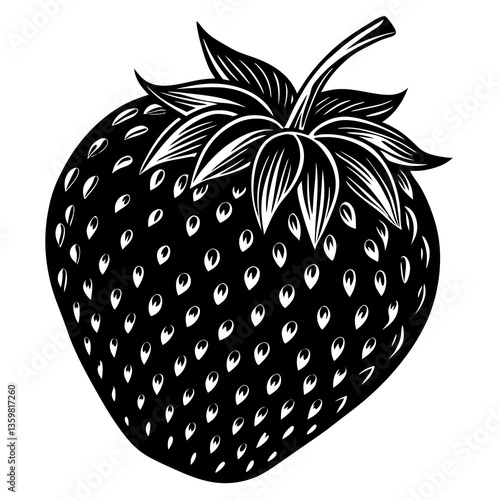 Berry Brilliance: An artistic depiction of a luscious strawberry showcases its textures, inviting a sensory feast for the eyes, a timeless symbol of nature's bounty and sweetness.