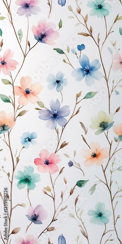 A colorful floral pattern is painted on a white background