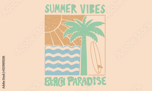 Palm tree artwork. Sunshine on mind. Ocean abstract wave. Here come the sun. Summer vibes artwork. Beach modern abstract art. Sunshine paradise graphic print design. Enjoy beach life.
