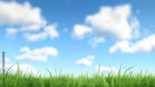 Blurred sunny day with green Grass and clearblue sky