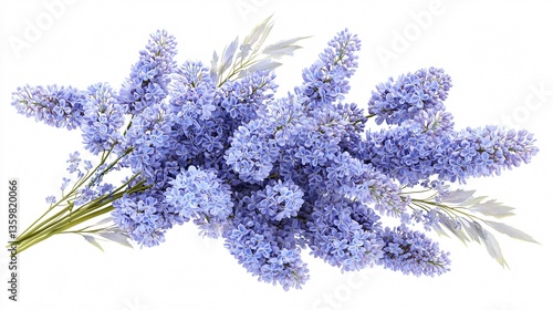 Bouquet with soft blue flowers. Delicate floral arrangement on a clean white background