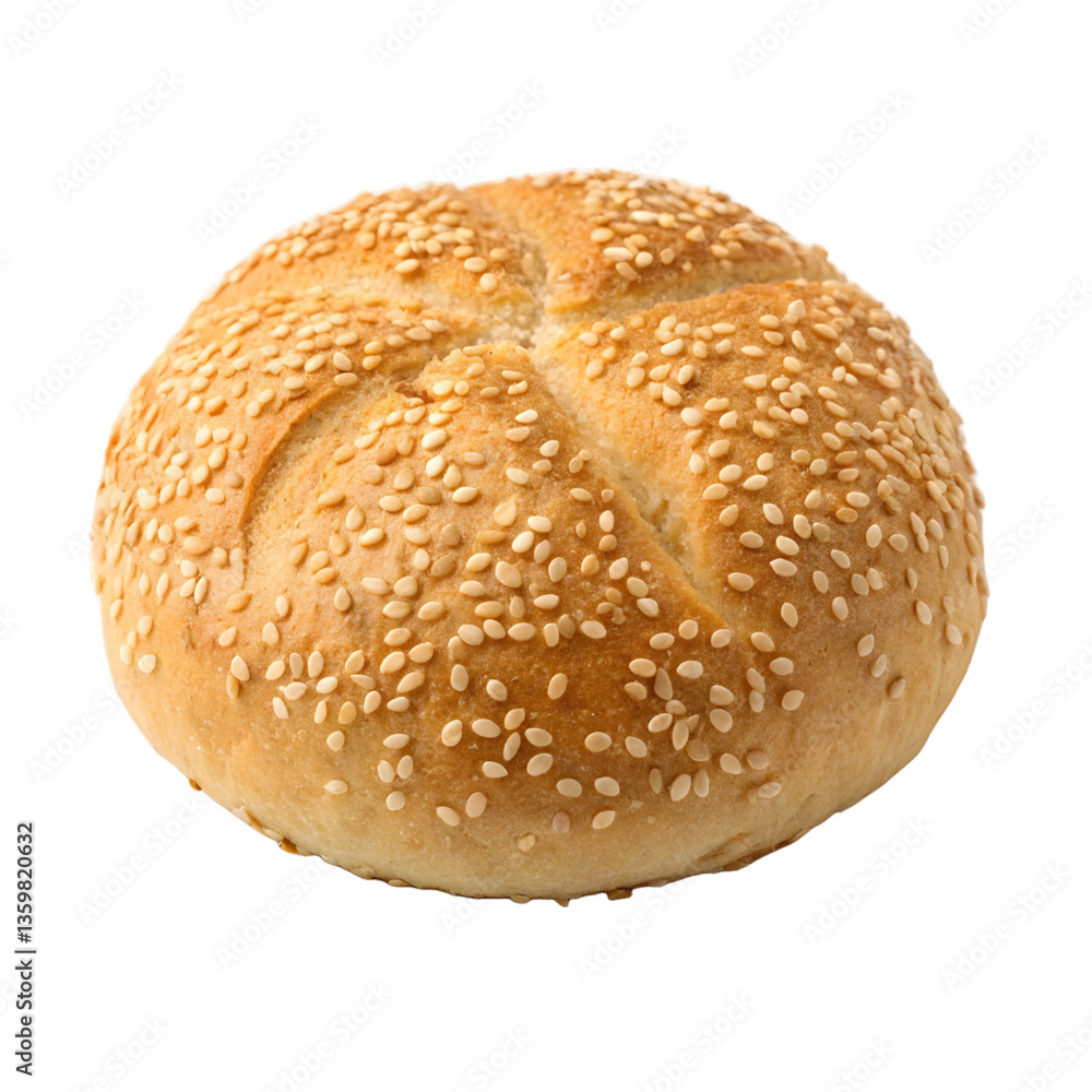 Bread roll covered with sesame seeds isolated on transparent background
Bread roll covered with sesame seeds isolated on transparent background