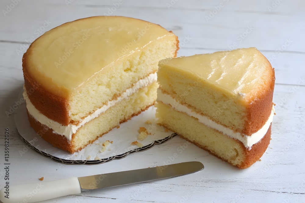 Delicious Lemon Glaze Two Layer Cake Slice Delicious Lemon Glaze Two Layer Cake Slice