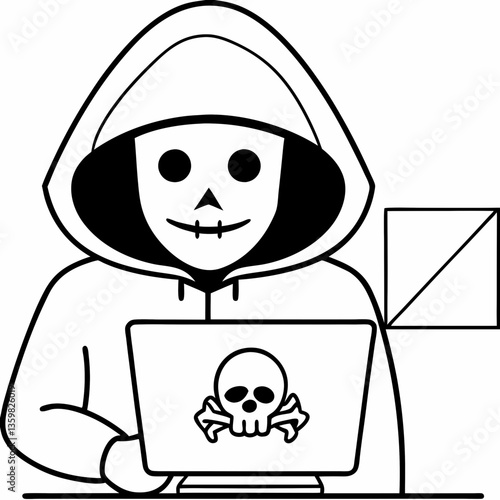 Cyber Attack Hand Drawn Illustration