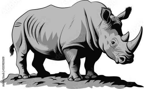 rhino vector illustrator with a white backround