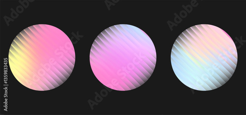 Glass circle panel background with ribbed texture and soft gradation. Corrugated plastic plate with light effect. Glossy plexi glowing surface. Transparent plexiglass on abstract vector wallpaper