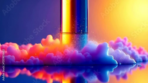 Rainbow Chemical Reaction in a Glass Tube with Foam Clouds