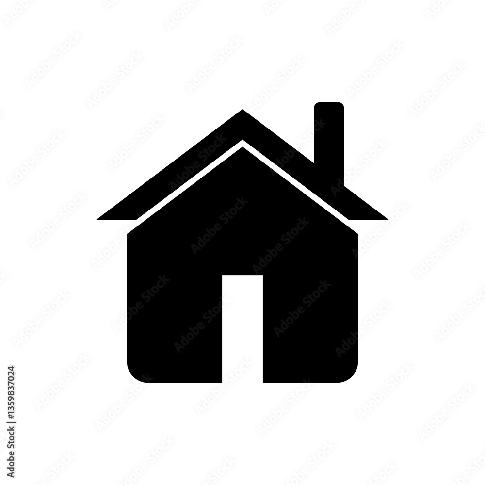 Black home icon on black background symbolizing real estate, architecture, and residential design Black home icon on black background symbolizing real estate, architecture, and residential design