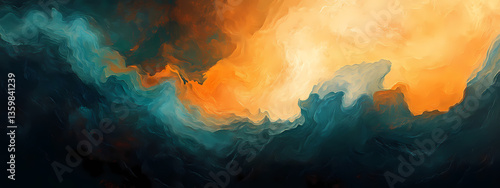 Celestial Symphony: A breathtaking artistic depiction of swirling clouds and ethereal forms, with vibrant colors that evoke the magnificence of a sunset, capturing the energy of transformation. 