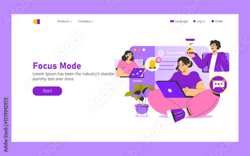 Work Focus. Flat Vector Illustration