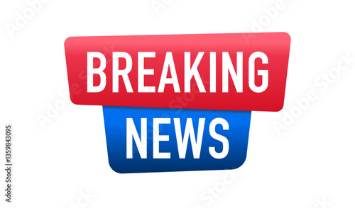 Breaking news headline icon. TV program title on white background.  World Global TV news banner design. Vector illustration