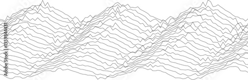 Abstract mountainous line waves design for modern art and decoration.