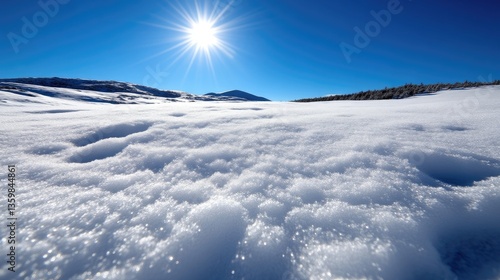 Wallpaper Mural Sunny snowy landscape, fresh snow, mountain vista Torontodigital.ca