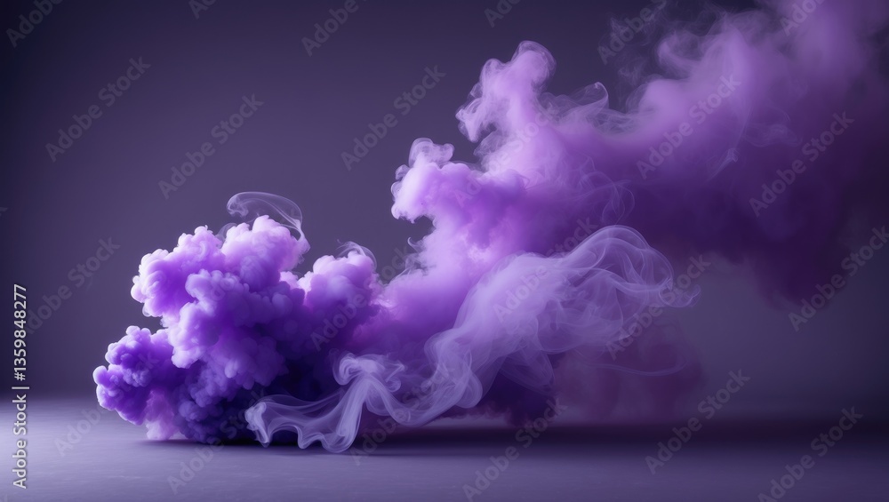 Fototapeta premium Abstract artwork featuring purple smoke on a solid backdrop. Observe how the captivating smoke swirls against the ominous background.
