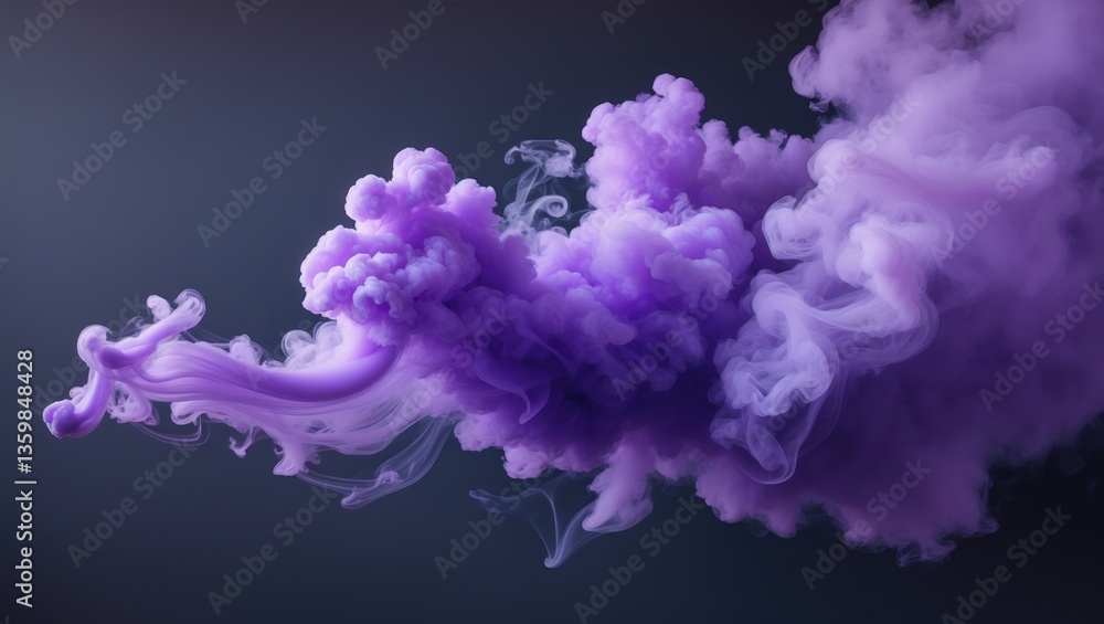 Fototapeta premium Abstract artwork featuring purple smoke on a solid background. Observe the mesmerizing swirl of smoke against the ominous backdrop.