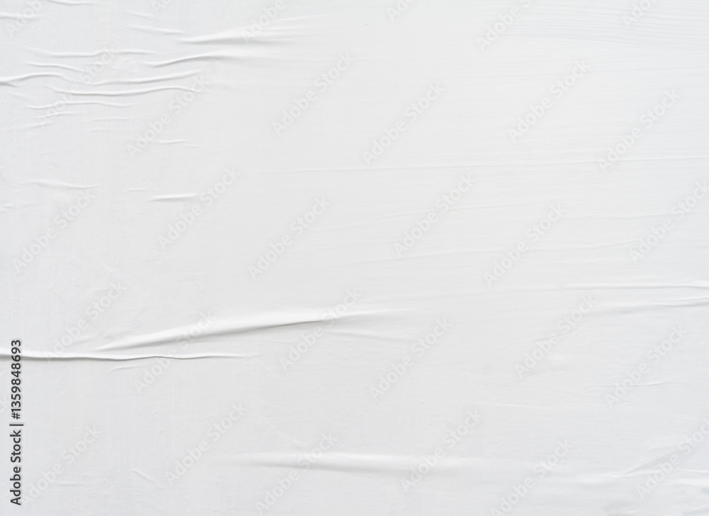 White paper texture, wet crumpled glued poster paper background White paper texture, wet crumpled glued poster paper background