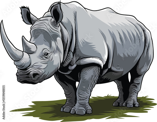 rhino vector illustrator with a white backround